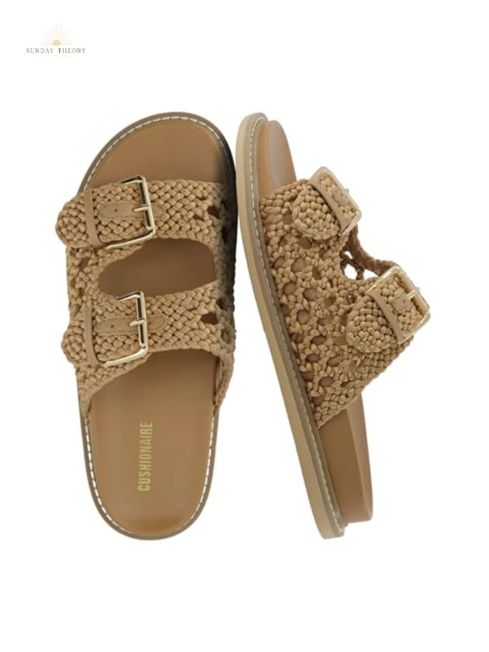 Woven Slide Sandals for Women Adjustable Buckle Slip-On Summer